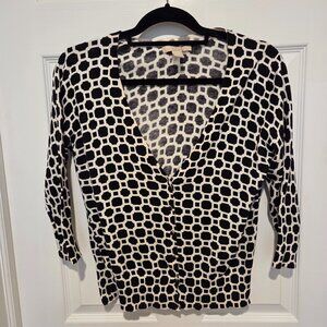 Banana Republic Black White Geometric Cardigan Womens Medium